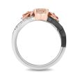 Enchanted Disney Fine Jewelry Black Rhodium over Sterling Silver and 10K Rose Gold with 1 10 CTTW Diamond and Morganite Aurora Ring Fashion