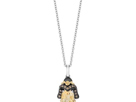 Enchanted Disney Fine Jewelry Black Rhodium Over Sterling Silver and 10K Yellow Gold 1 7 CTTW White Diamond and Champagne Diamond with Citrine Belle Pendant Necklace Supply