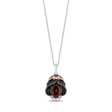 Enchanted Disney Fine Jewelry Black Rhodium Over Sterling Silver and 10K Rose Gold 1 7 CTTW Black Diamond and White Diamond with Red Garnet Snow White Pendant Necklace For Sale