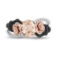 Enchanted Disney Fine Jewelry Black Rhodium over Sterling Silver and 10K Rose Gold with 1 10 CTTW Diamond and Morganite Aurora Ring Fashion