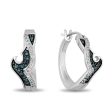 Enchanted Disney Fine Jewelry Sterling Silver with 1 4 CTTW White Diamond and Treated Blue Diamonds Moana Hoop Earrings For Cheap