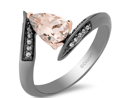 Enchanted Disney Fine Jewelry Black Rhodium and 14K Rose Gold Over Sterling Silver with 1 10 CTTW Diamond and Morganite Maleficent Ring For Discount