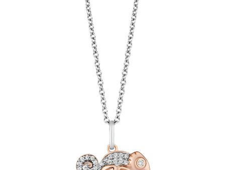 Enchanted Disney Fine Jewelry 14K Rose Gold Over Sterling Silver with 1 10 CTTW Diamond Rapunzel Pascal Pendant Necklace Online Hot Sale