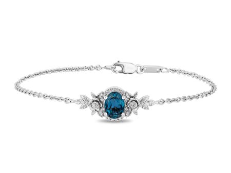 Enchanted Disney Fine Jewelry Sterling Silver with 1 20 CTTW Diamond and  London Blue Topaz Cinderella Bracelet Discount