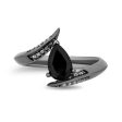 Enchanted Disney Fine Jewelry Black Rhodium Over Sterling Silver with 1 10 CTTW Diamond and Black Onyx Maleficent Ring For Cheap