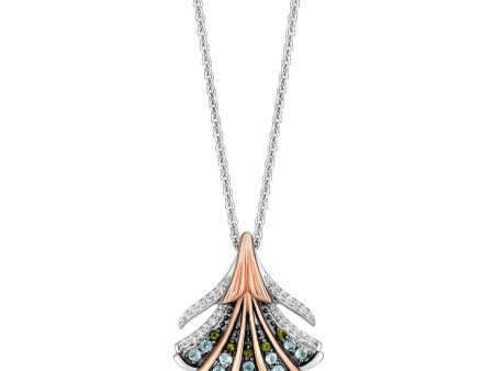 Enchanted Disney Fine Jewelry The Little Mermaid Black Rhodium over Sterling Silver and 10K Rose Gold with 1 10 CTTW Diamond and Swiss Blue Topaz with Green Tourmaline Ariel Pendant Necklace Supply