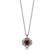 Enchanted Disney Fine Jewelry Black Rhodium over Sterling Silver and 10K Rose Gold with 1 5 CTTW Black Diamond and Red Garnet Snow White 85th Anniversary Collector’s Edition Evil Queen Pendant Necklace For Sale