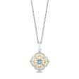 Enchanted Disney Fine Jewelry Sterling Silver and 10K Yellow Gold 1 7 CTTW Diamond and Blue Topaz Aladdin 30th Anniversary Jasmine Arabesque Necklace Hot on Sale