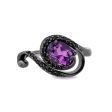 Enchanted Disney Fine Jewelry Black Rhodium over Sterling Silver with 1 5 CTTW Black Diamond and Amethyst Ursula Ring Hot on Sale