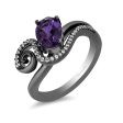 Enchanted Disney Fine Jewelry Black Rhodium Over Sterling Silver with 1 6 CTTW Diamond and Amethyst Ursula Ring Discount