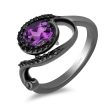 Enchanted Disney Fine Jewelry Black Rhodium over Sterling Silver with 1 5 CTTW Black Diamond and Amethyst Ursula Ring Hot on Sale