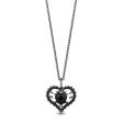 Enchanted Disney Fine Jewelry Black Rhodium Over Sterling Silver 1 4 CTTW Black Diamond and Black Onyx Maleficent Heart Pendant Necklace For Sale