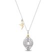 Enchanted Disney Fine Jewelry Sterling Silver and 10K Yellow Gold with 1 10 CTTW Diamond Tinker Bell Pendant Necklace Online Sale