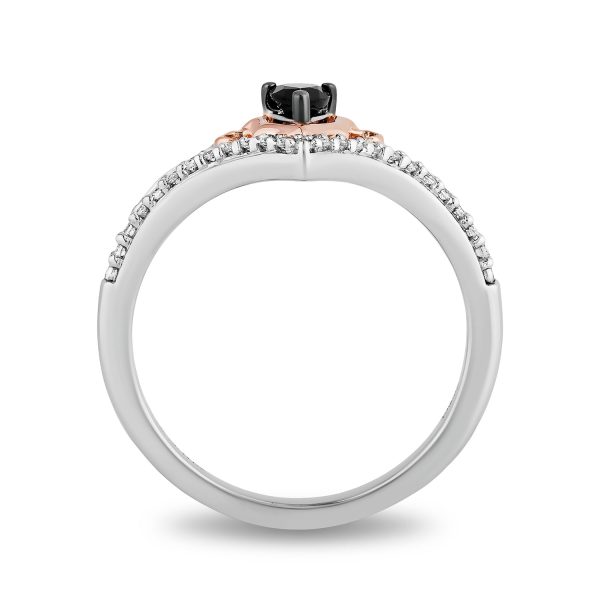 Enchanted Disney Fine Jewelry 10K Rose Gold and Sterling Silver with 1 6 CTTW Black and White Diamond with Black Onyx Maleficent Ring Hot on Sale