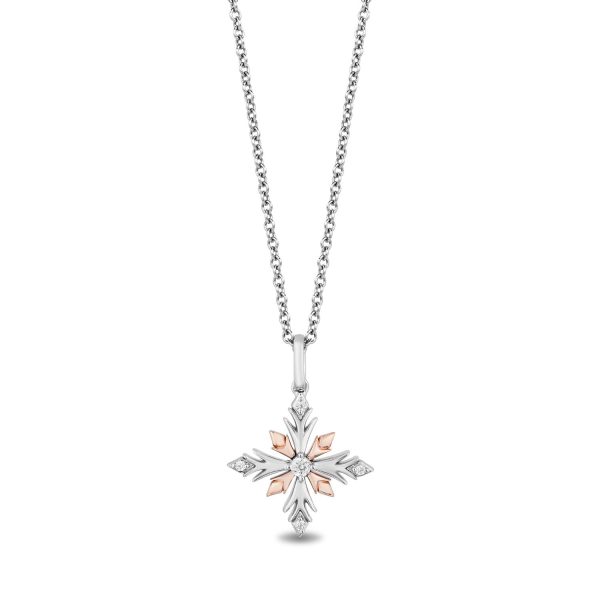 Enchanted Disney Fine Jewelry Sterling Silver and 10K Rose Gold With Diamond Accent Elsa Pendant Necklace Fashion