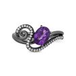 Enchanted Disney Fine Jewelry Black Rhodium Over Sterling Silver with 1 6 CTTW Diamond and Amethyst Ursula Ring Discount