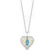 Enchanted Disney Fine Jewelry Sterling Silver and 10K Yellow Gold  With 1 6 CTTW Diamond and Swiss Blue Topaz Jasmine Heart Pendant Necklace Discount