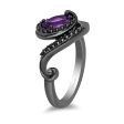 Enchanted Disney Fine Jewelry Black Rhodium over Sterling Silver with 1 5 CTTW Black Diamond and Amethyst Ursula Ring Hot on Sale