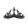 Enchanted Disney Fine Jewelry Black Rhodium over Sterling Silver with 1 10 CTTW Black Diamonds Ursula Trident Ring on Sale