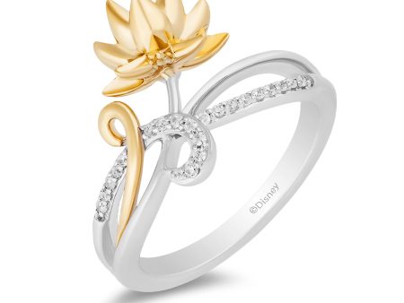 Enchanted Disney Fine Jewelry Sterling Silver and 10K Yellow Gold With 1 10 CTTW Diamond Tiana Lotus Ring Online