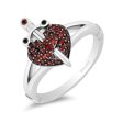 Enchanted Disney Fine Jewelry Black Rhodium over Sterling Silver With Black Diamond Accent and Garnet Evil Queen Dagger Ring For Sale