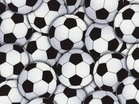 Soccer Soccerballs White Football Sports Fabric by the yard For Discount