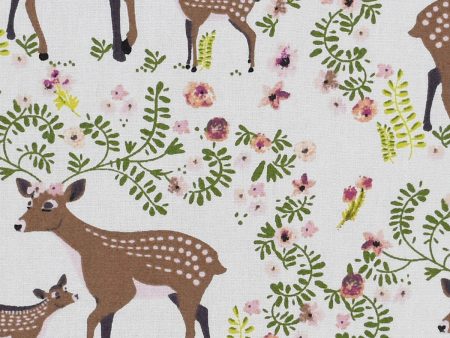 Woodland Floral Petunia Deer Fabric by the yard on Sale