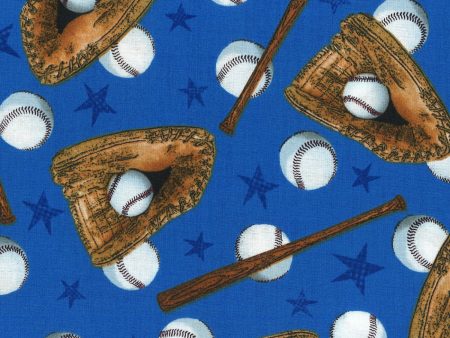 Allstars Baseball Blue Sports Fabric by the yard Online now