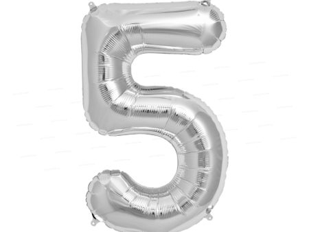 Number 5 Premium Silver Foil Balloon Online Sale