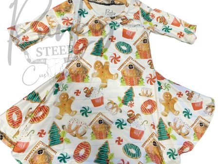 3t Christmas cookies 3 4 sleeve dress on Sale