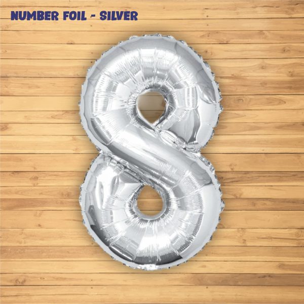 Number 8 Premium Silver Foil Balloon Cheap