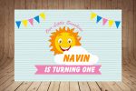 Sunshine Theme Boy Personalized with Name Backdrop Discount