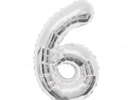 Number 6 Premium Silver Foil Balloon For Cheap