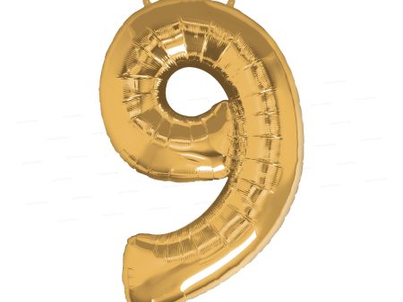 Number 9 Premium Gold Foil Balloon Fashion