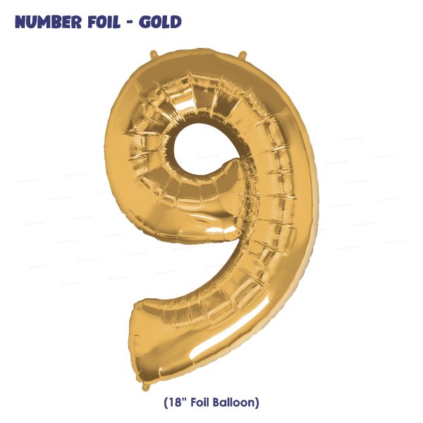 Number 9 Premium Gold Foil Balloon Fashion