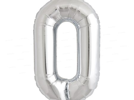 Number 0 Premium Silver Foil Balloon on Sale