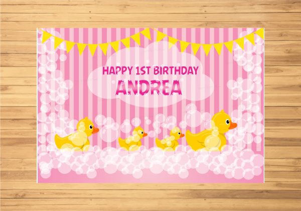 Duck Theme Girl With Name Backdrop Online Hot Sale