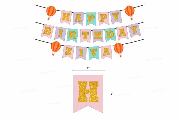 Hot Air Theme girl Personalized with Name Hanging Supply