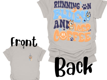 *pre order* Running on bluey and iced coffee Tee on ice grey For Discount