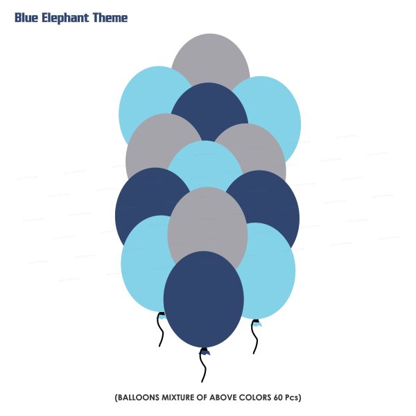 Blue Elephant Theme Colour 60 Pcs Balloons Online Sale