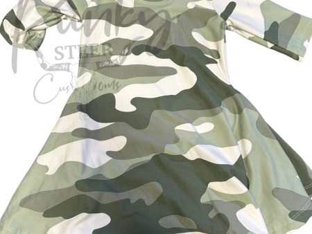 3t camo 3 4 sleeve dress Discount