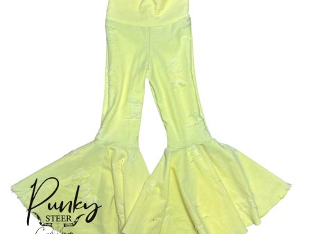 2t distressed yellow bell bottoms Discount