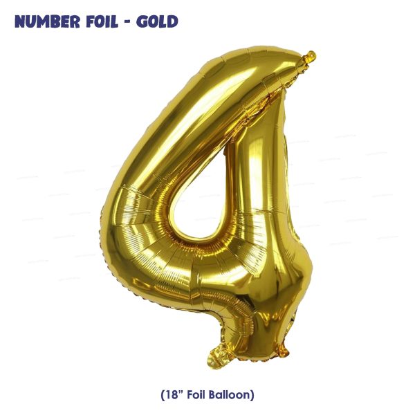 Number 4 Premium Gold Foil Balloon Fashion