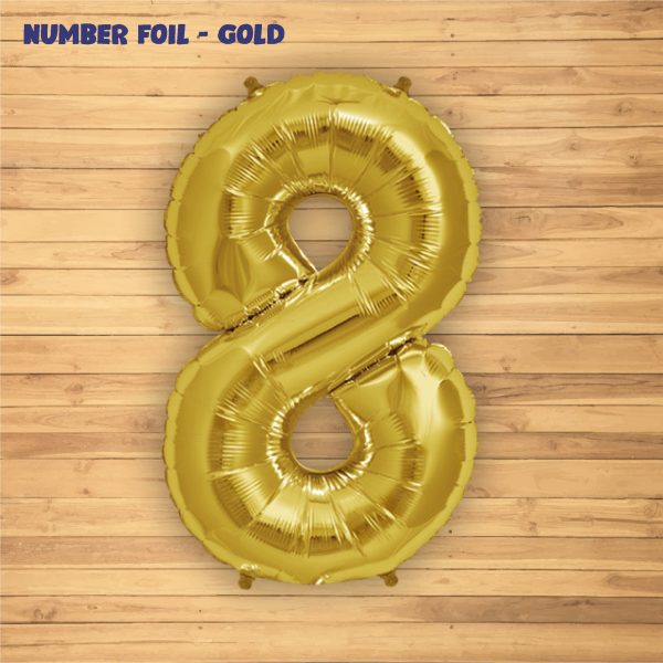 Number 8 Premium Gold Foil Balloon For Sale