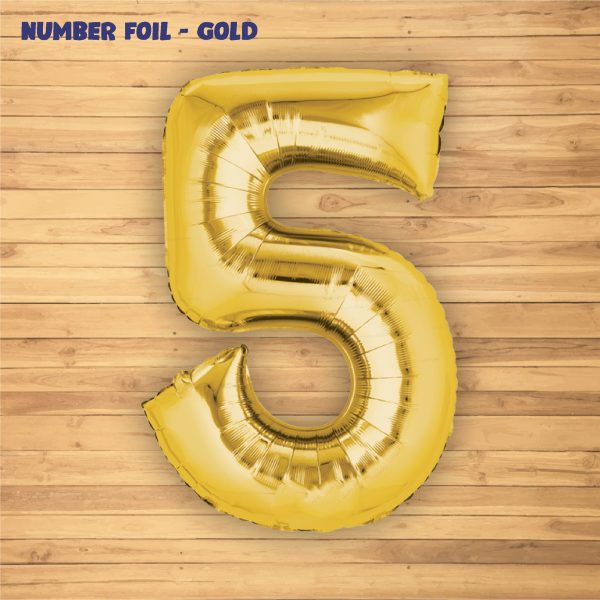 Number 5 Premium Gold Foil Balloon Sale