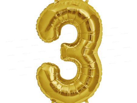 Number 3 Premium Gold Foil Balloon on Sale