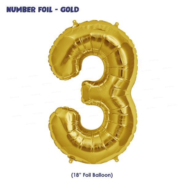 Number 3 Premium Gold Foil Balloon on Sale