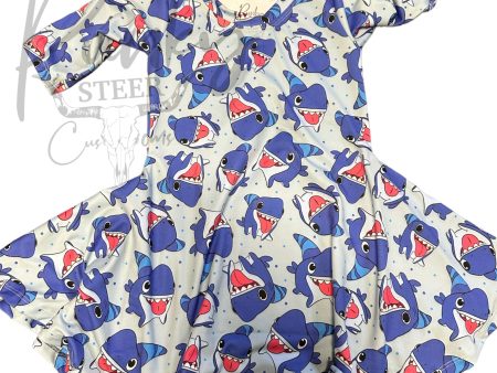 3t shark dog 3 4 sleeve dress Online