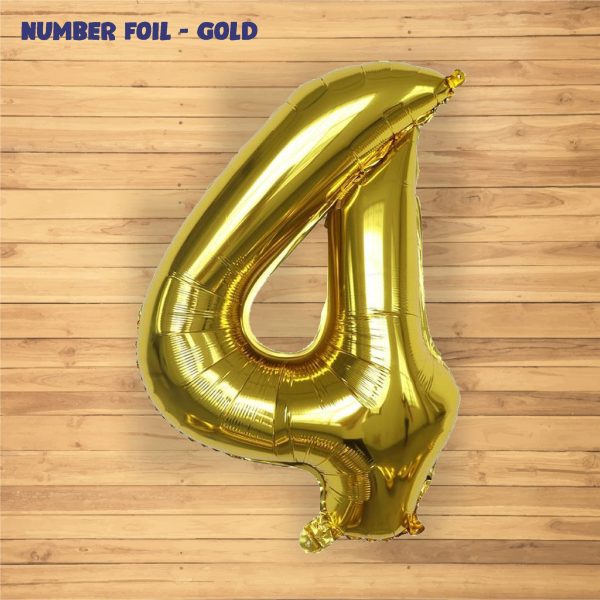 Number 4 Premium Gold Foil Balloon Fashion