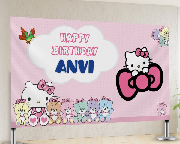 Hello Kitty Theme Personalized Backdrop For Sale